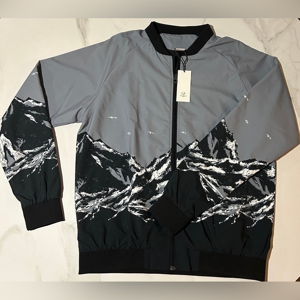 DESIGNS BY KC Men's Gray Mountain Print Jacket